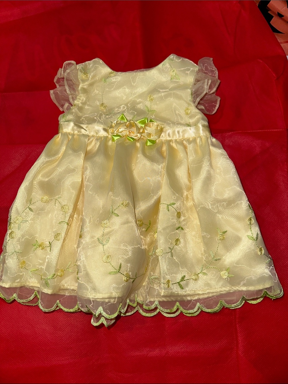 George Yellow Floral Satin-Trim Dress for Kids